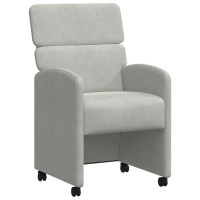 Produktbild för Matstolar med hjul 2 pcs Ljusgrå 58 x 65 x 98 cm Sammet