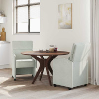 Produktbild för Matstolar med hjul 2 pcs Ljusgrå 58 x 65 x 98 cm Sammet