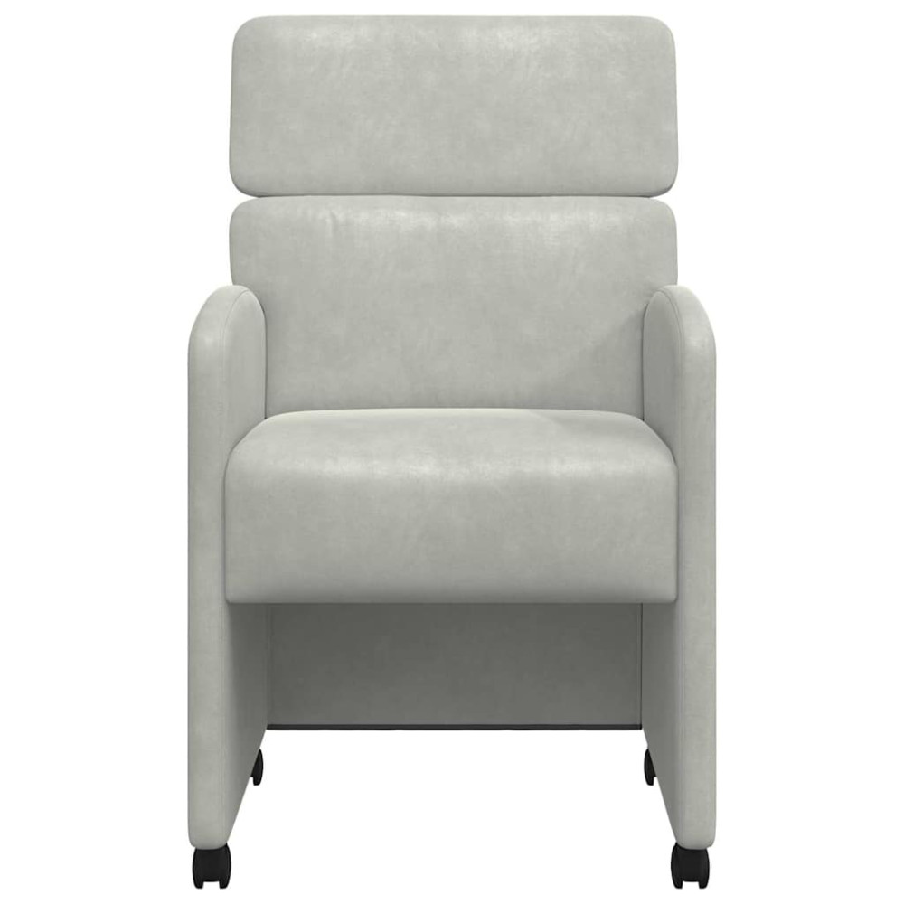 Produktbild för Matstolar med hjul 2 pcs Ljusgrå 58 x 65 x 98 cm Sammet