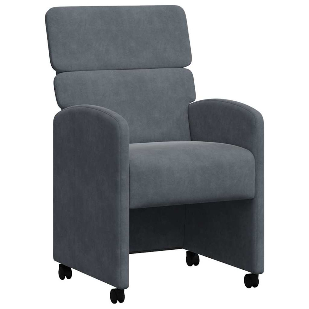 Produktbild för Matstolar med hjul 2 pcs Mörkgrå 58 x 65 x 98 cm Sammet
