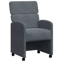 Produktbild för Matstolar med hjul 2 pcs Mörkgrå 58 x 65 x 98 cm Sammet