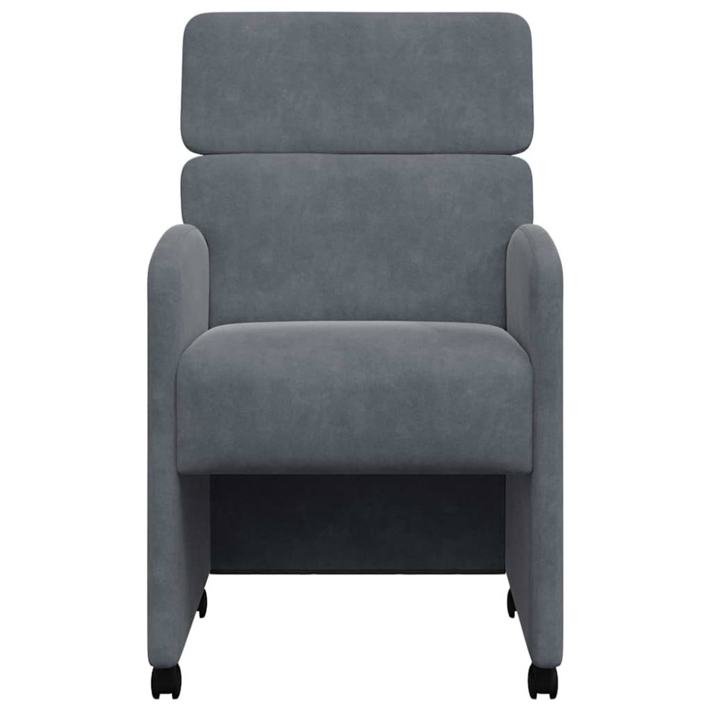 Produktbild för Matstolar med hjul 2 pcs Mörkgrå 58 x 65 x 98 cm Sammet