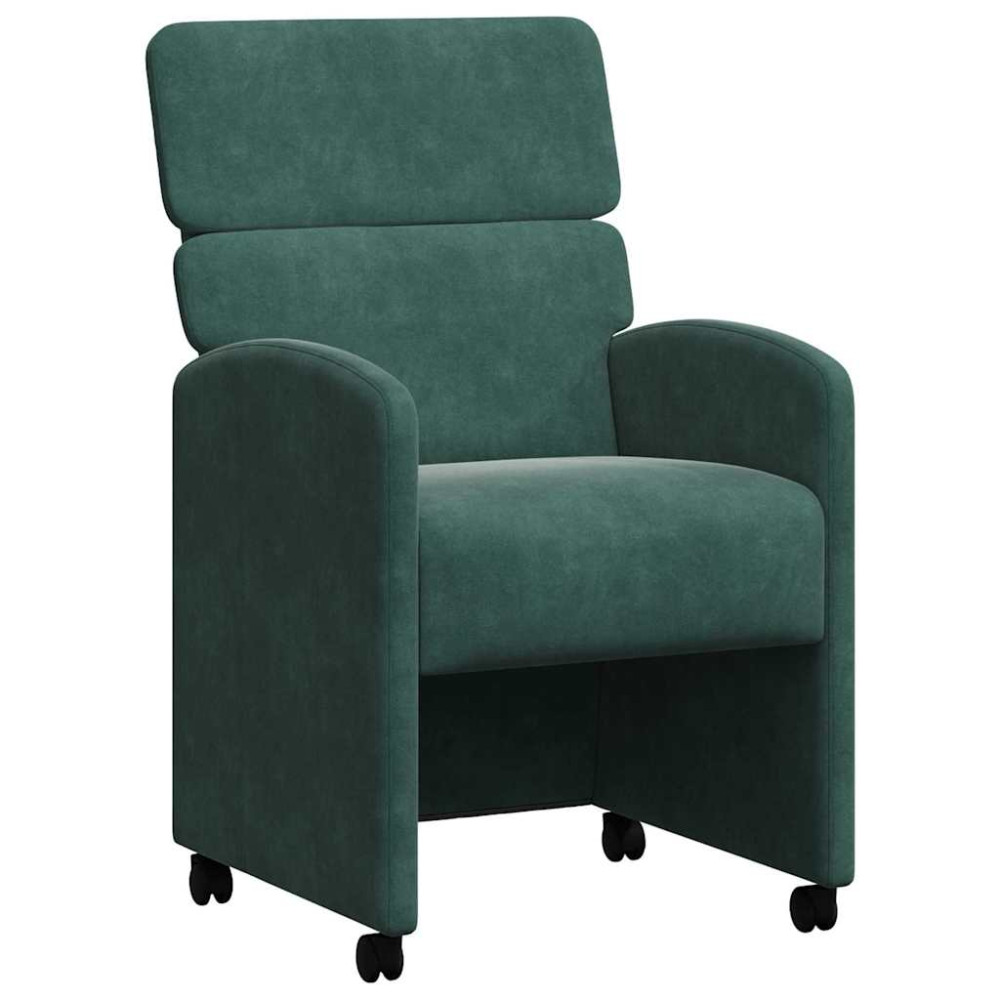 Produktbild för Matstolar med hjul 2 pcs Mörkgrön 58 x 65 x 98 cm Sammet