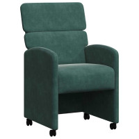Produktbild för Matstolar med hjul 2 pcs Mörkgrön 58 x 65 x 98 cm Sammet
