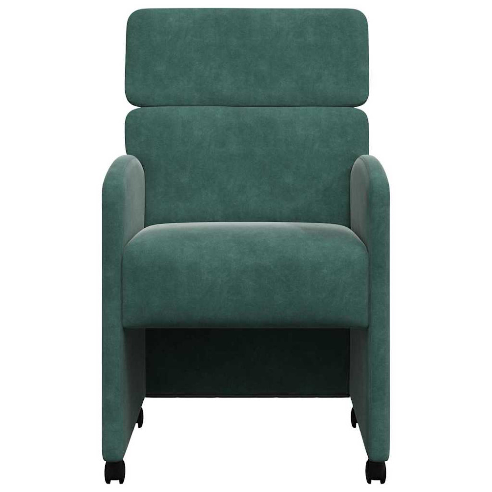 Produktbild för Matstolar med hjul 2 pcs Mörkgrön 58 x 65 x 98 cm Sammet
