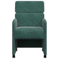 Produktbild för Matstolar med hjul 2 pcs Mörkgrön 58 x 65 x 98 cm Sammet