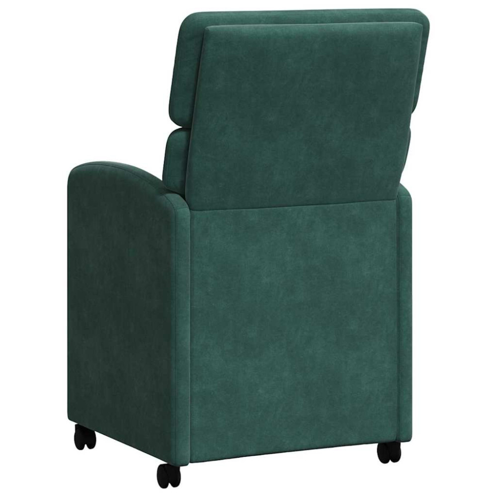 Produktbild för Matstolar med hjul 2 pcs Mörkgrön 58 x 65 x 98 cm Sammet