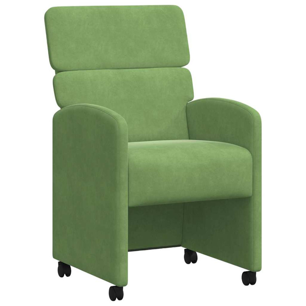 Produktbild för Matstolar med hjul 2 pcs Ljusgrön 58 x 65 x 98 cm Sammet