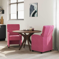 Produktbild för Matstolar med hjul med hjul 2 pcs Vinröd 58 x 65 x 98 cm Sammet