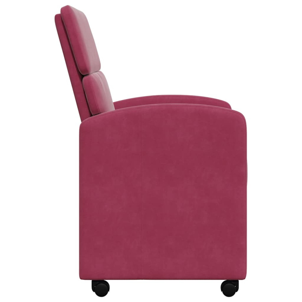 Produktbild för Matstolar med hjul med hjul 2 pcs Vinröd 58 x 65 x 98 cm Sammet