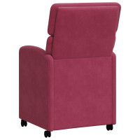 Produktbild för Matstolar med hjul med hjul 2 pcs Vinröd 58 x 65 x 98 cm Sammet