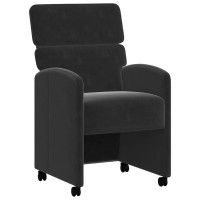 Produktbild för Matstolar med hjul med hjul 2 pcs Svart 58 x 65 x 98 cm Sammet