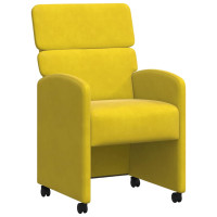Produktbild för Matstolar med hjul med hjul 2 pcs Gul 58 x 65 x 98 cm Sammet