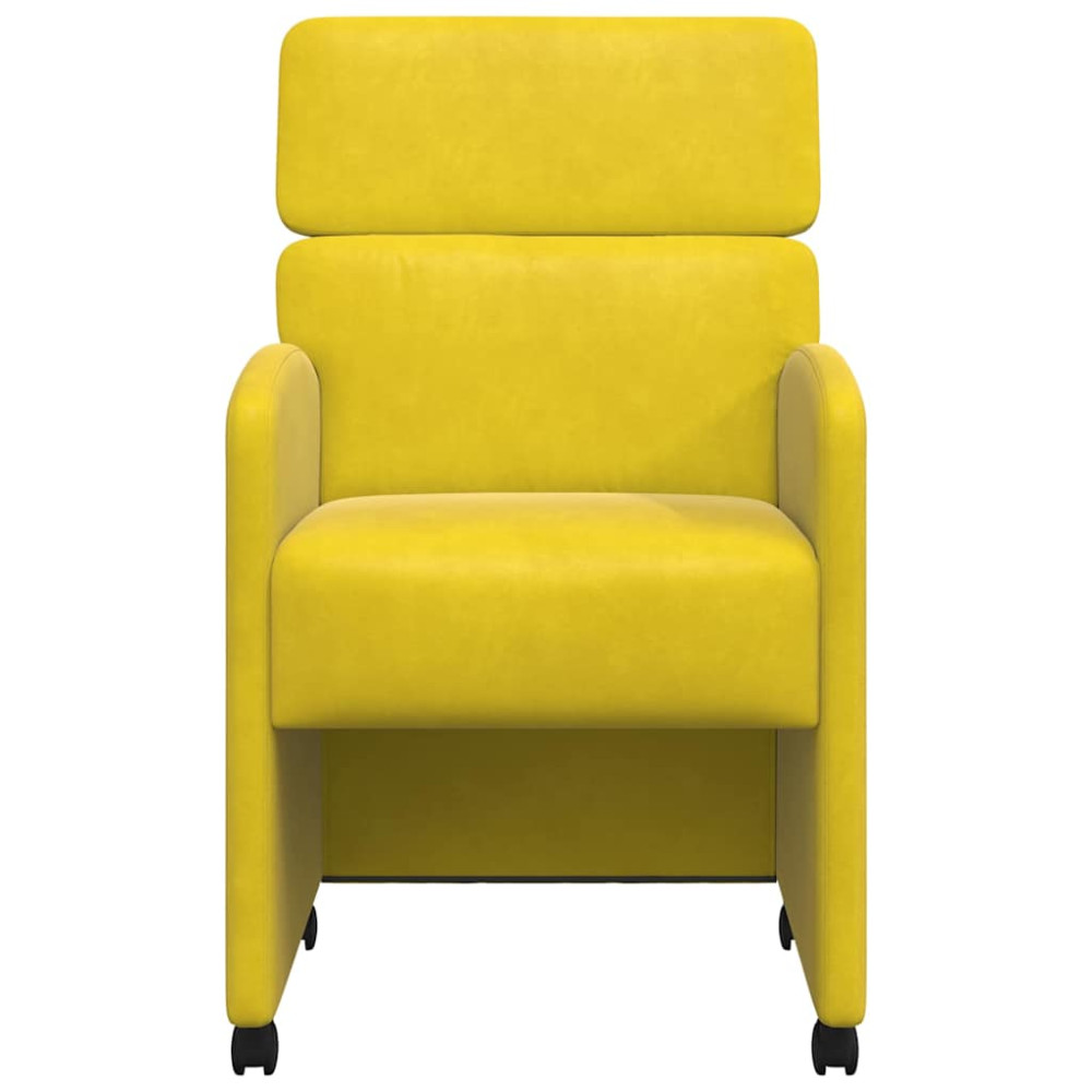 Produktbild för Matstolar med hjul med hjul 2 pcs Gul 58 x 65 x 98 cm Sammet