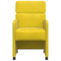 Produktbild för Matstolar med hjul med hjul 2 pcs Gul 58 x 65 x 98 cm Sammet