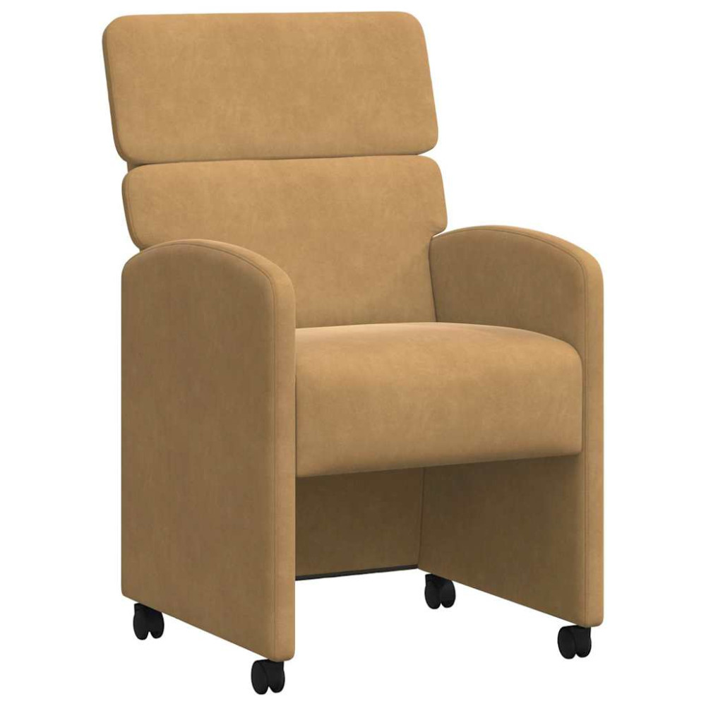 Produktbild för Matstolar med hjul med hjul 2 pcs Brun 58 x 65 x 98 cm Sammet