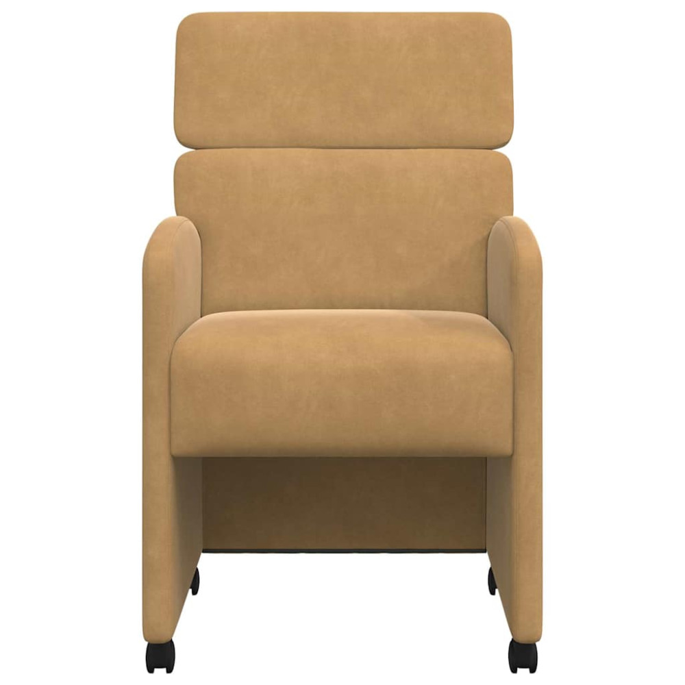 Produktbild för Matstolar med hjul med hjul 2 pcs Brun 58 x 65 x 98 cm Sammet
