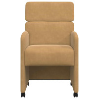 Produktbild för Matstolar med hjul med hjul 2 pcs Brun 58 x 65 x 98 cm Sammet