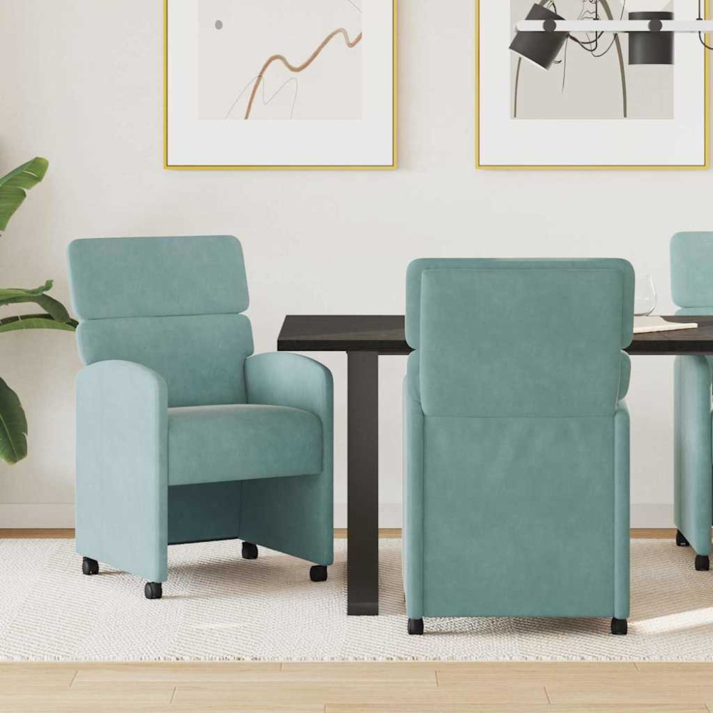 Produktbild för Matstolar med hjul 2 pcs havsgrön 58 x 65 x 98 cm Sammet