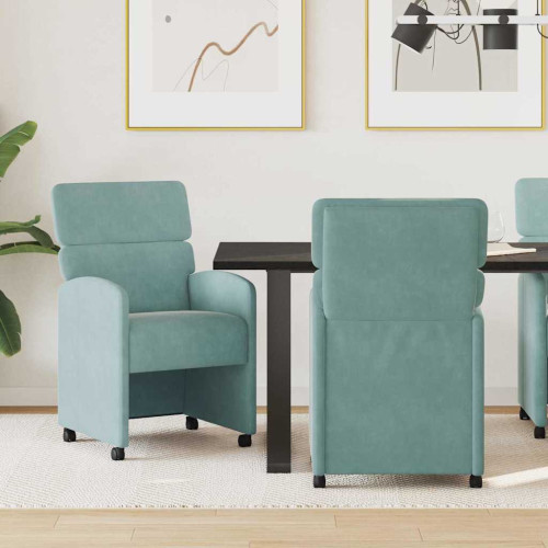 vidaXL Matstolar med hjul 2 pcs havsgrön 58 x 65 x 98 cm Sammet