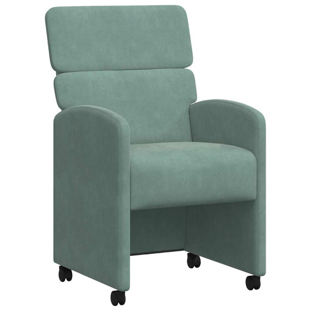 Produktbild för Matstolar med hjul 2 pcs havsgrön 58 x 65 x 98 cm Sammet
