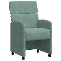 Produktbild för Matstolar med hjul 2 pcs havsgrön 58 x 65 x 98 cm Sammet