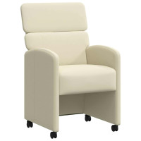 Produktbild för Matstolar med hjul 2 pcs Kräm 58 x 65 x 98 cm Konstläder