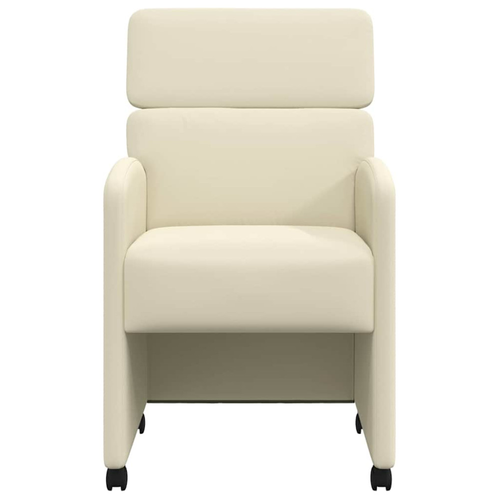 Produktbild för Matstolar med hjul 2 pcs Kräm 58 x 65 x 98 cm Konstläder