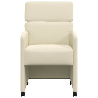 Produktbild för Matstolar med hjul 2 pcs Kräm 58 x 65 x 98 cm Konstläder