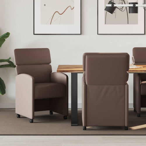 vidaXL Matstolar med hjul 2 pcs Brun 58 x 65 x 98 cm Konstläder