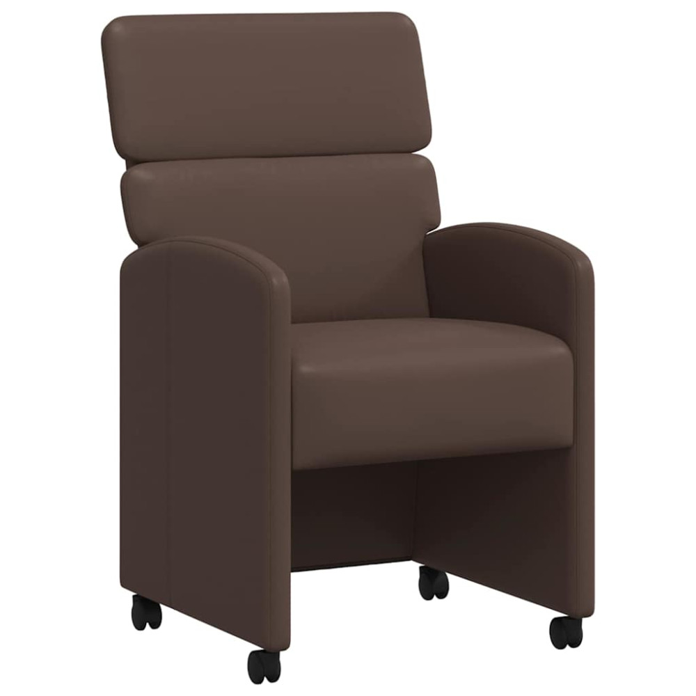 Produktbild för Matstolar med hjul 2 pcs Brun 58 x 65 x 98 cm Konstläder