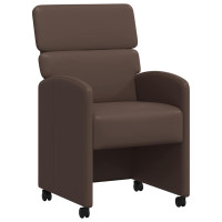 Produktbild för Matstolar med hjul 2 pcs Brun 58 x 65 x 98 cm Konstläder