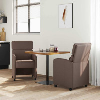 Produktbild för Matstolar med hjul 2 pcs Brun 58 x 65 x 98 cm Konstläder