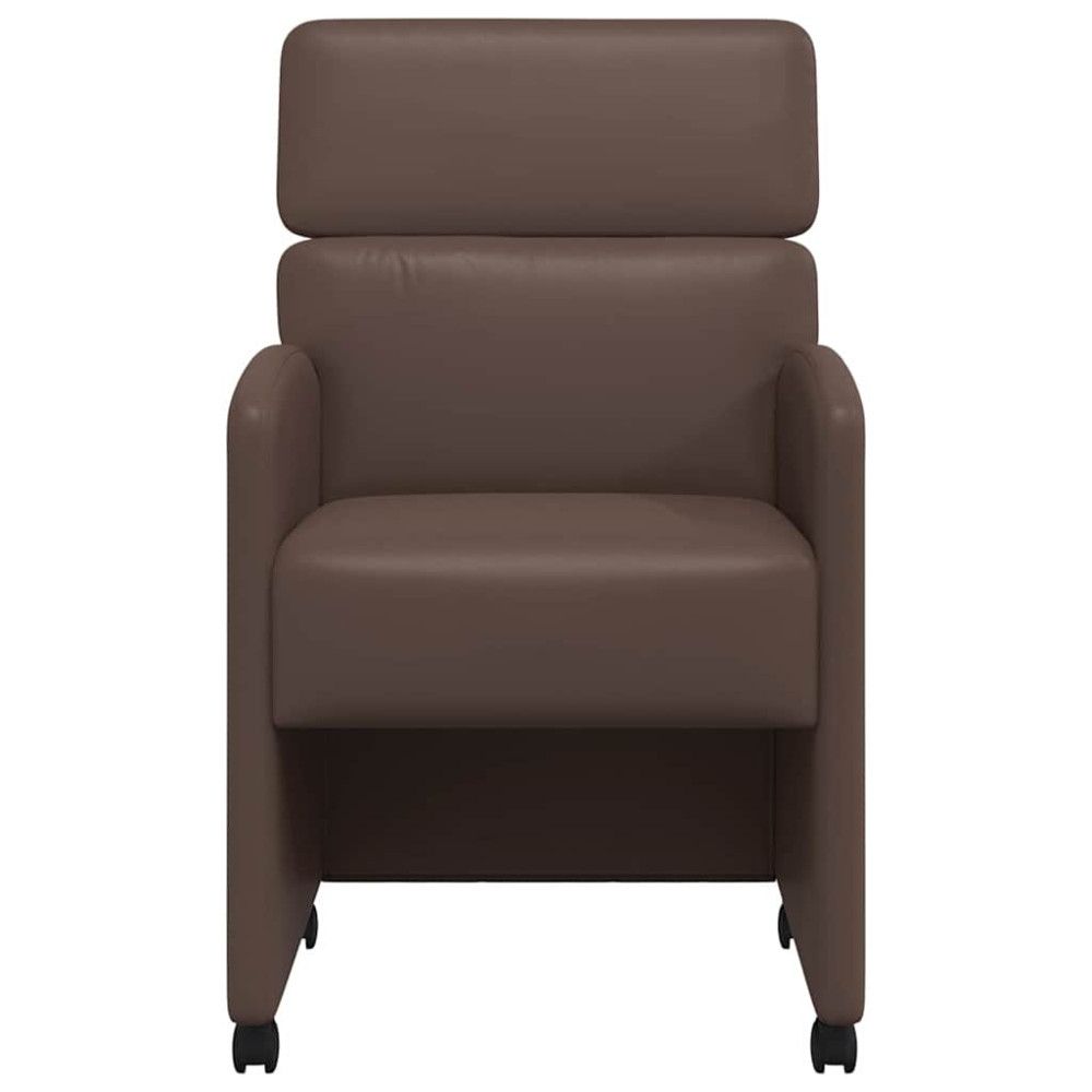 Produktbild för Matstolar med hjul 2 pcs Brun 58 x 65 x 98 cm Konstläder