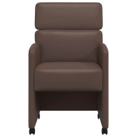 Produktbild för Matstolar med hjul 2 pcs Brun 58 x 65 x 98 cm Konstläder