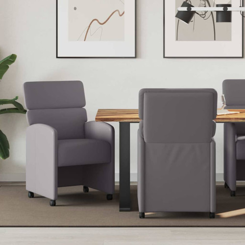 vidaXL Matstolar med hjul 2 pcs Grå 58 x 65 x 98 cm Konstläder