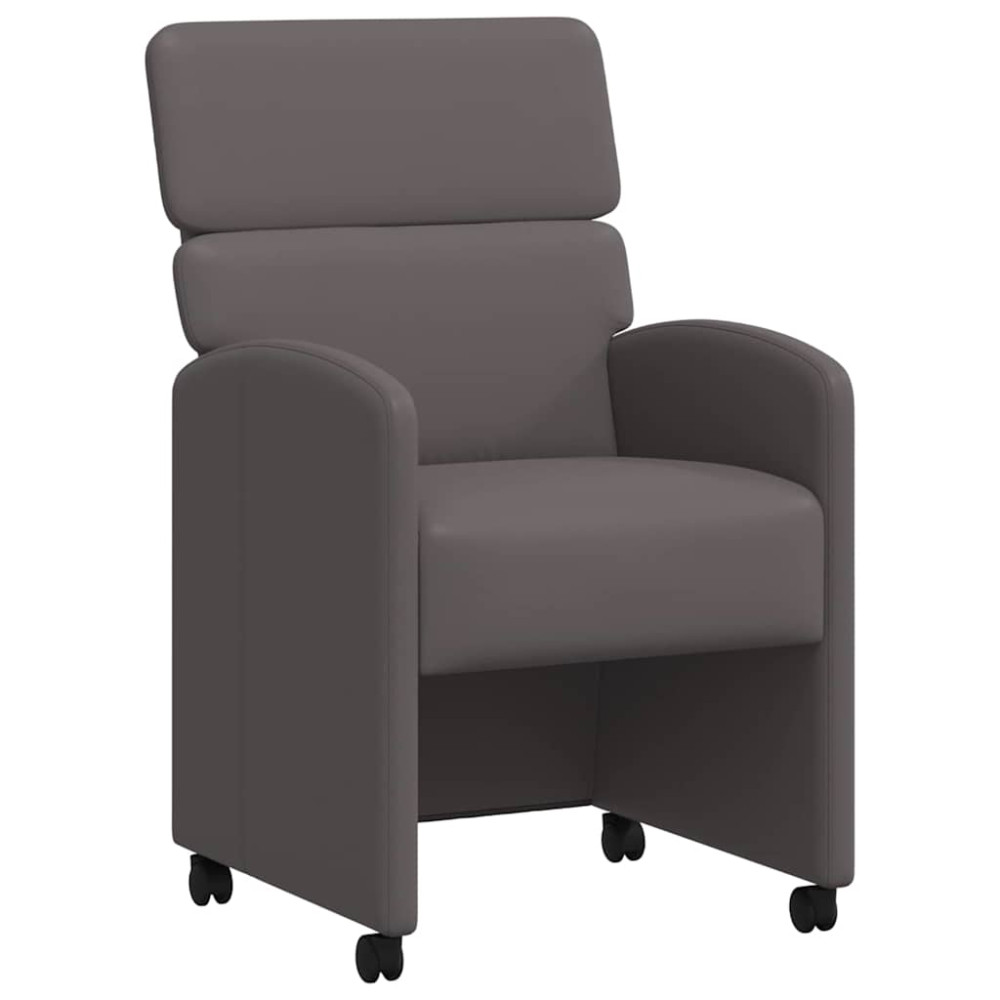 Produktbild för Matstolar med hjul 2 pcs Grå 58 x 65 x 98 cm Konstläder