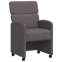 Produktbild för Matstolar med hjul 2 pcs Grå 58 x 65 x 98 cm Konstläder