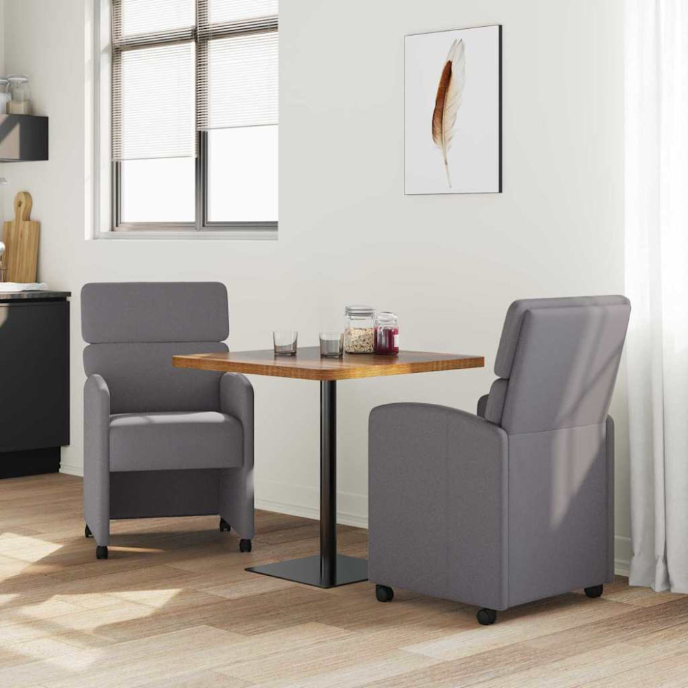 Produktbild för Matstolar med hjul 2 pcs Grå 58 x 65 x 98 cm Konstläder
