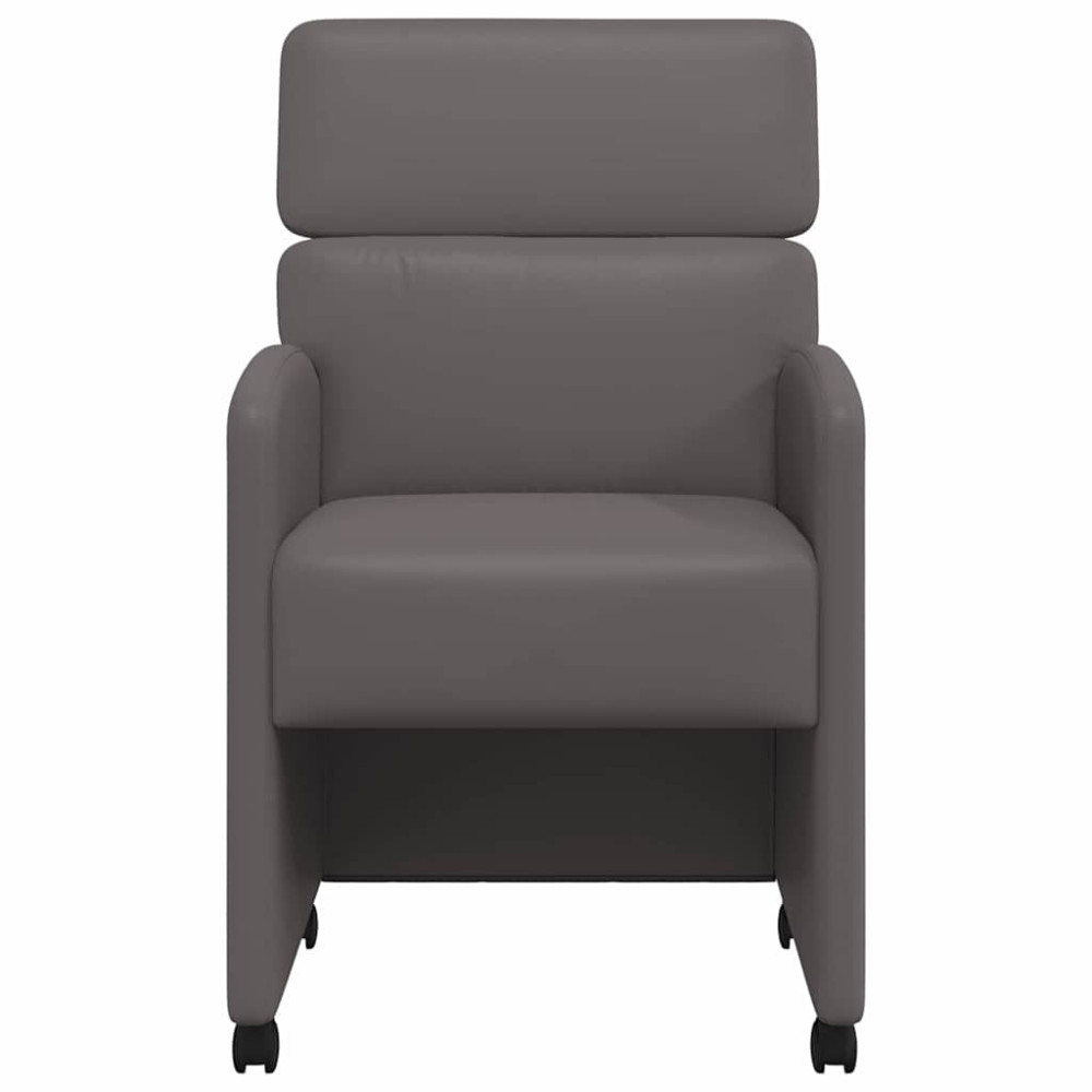 Produktbild för Matstolar med hjul 2 pcs Grå 58 x 65 x 98 cm Konstläder