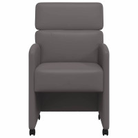 Produktbild för Matstolar med hjul 2 pcs Grå 58 x 65 x 98 cm Konstläder