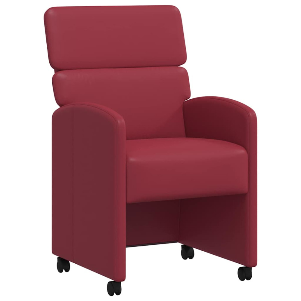 Produktbild för Matstolar med hjul 2 pcs Vinröd 58 x 65 x 98 cm Konstläder