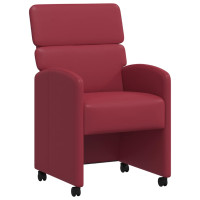 Produktbild för Matstolar med hjul 2 pcs Vinröd 58 x 65 x 98 cm Konstläder