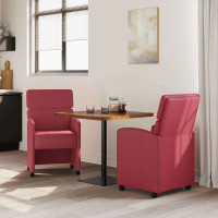 Produktbild för Matstolar med hjul 2 pcs Vinröd 58 x 65 x 98 cm Konstläder