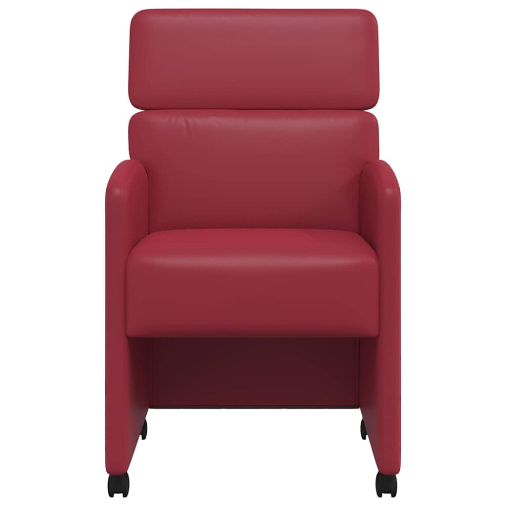 Produktbild för Matstolar med hjul 2 pcs Vinröd 58 x 65 x 98 cm Konstläder