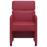 Produktbild för Matstolar med hjul 2 pcs Vinröd 58 x 65 x 98 cm Konstläder
