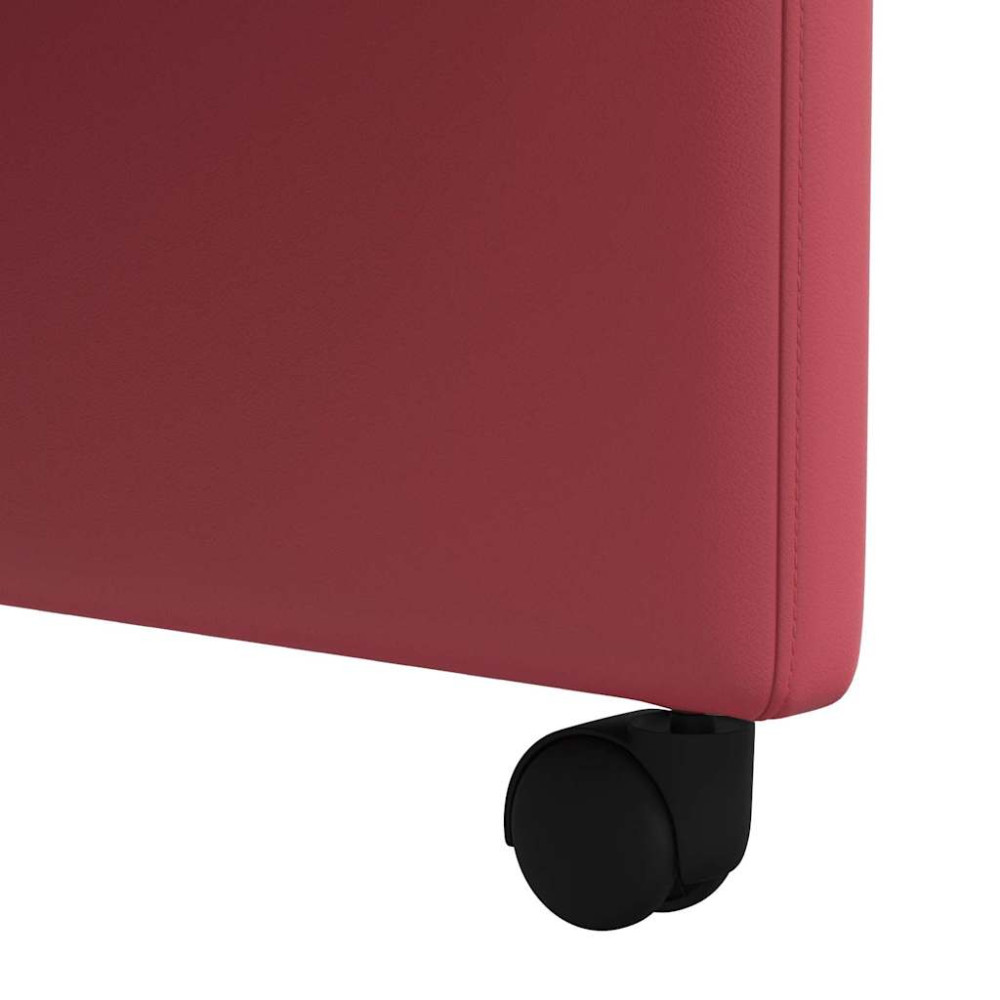 Produktbild för Matstolar med hjul 2 pcs Vinröd 58 x 65 x 98 cm Konstläder