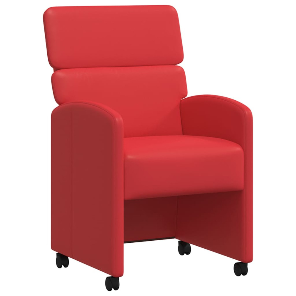 Produktbild för Matstolar med hjul 2 pcs Röd 58 x 65 x 98 cm Konstläder