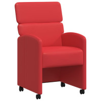 Produktbild för Matstolar med hjul 2 pcs Röd 58 x 65 x 98 cm Konstläder