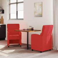 Produktbild för Matstolar med hjul 2 pcs Röd 58 x 65 x 98 cm Konstläder
